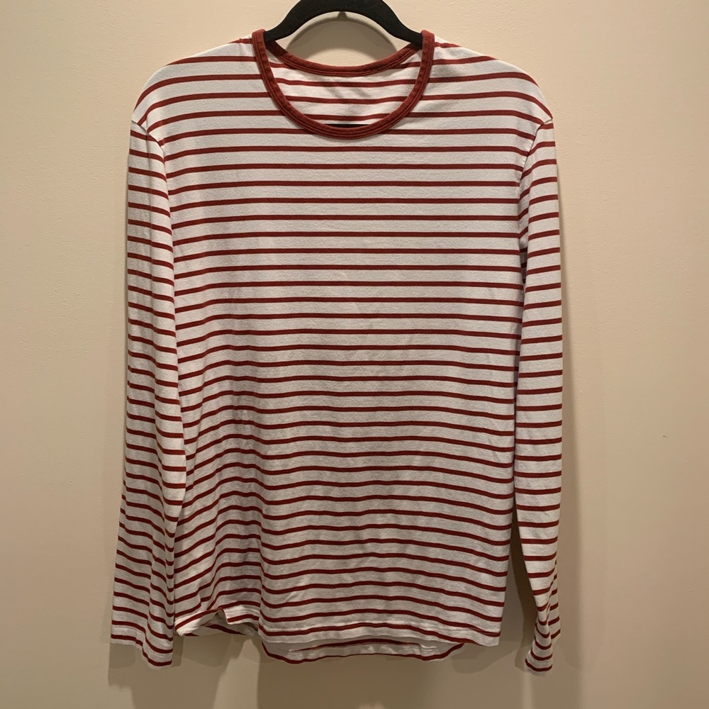 lululemon men’s red & white striped ls tee